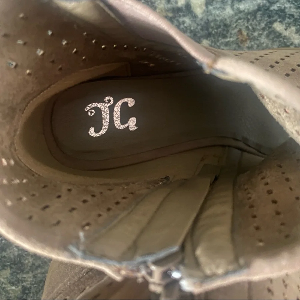 Women's tan open mesh ankle booties with block heel size 8.5 autumn fall neutral - Picture 8 of 8